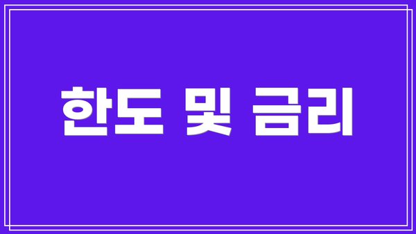 한도 및 금리