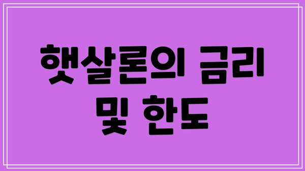 햇살론의 금리 및 한도
