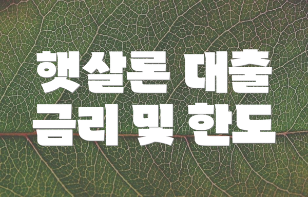햇살론 대출 금리 및 한도