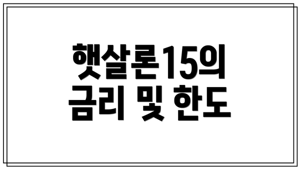 햇살론15의 금리 및 한도