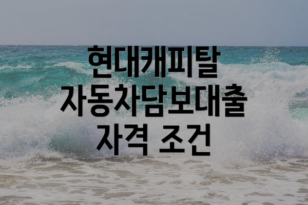 현대캐피탈 자동차담보대출 자격 조건