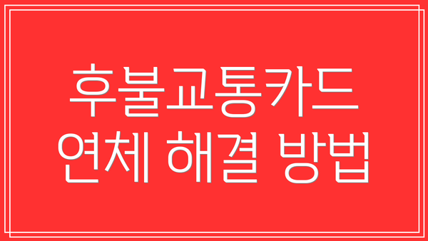후불교통카드 연체 해결 방법