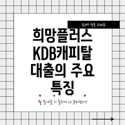 희망플러스 KDB캐피탈 대출의 주요 특징