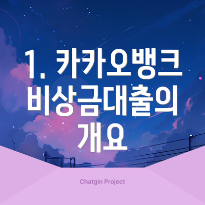 1. 카카오뱅크 비상금대출의 개요
