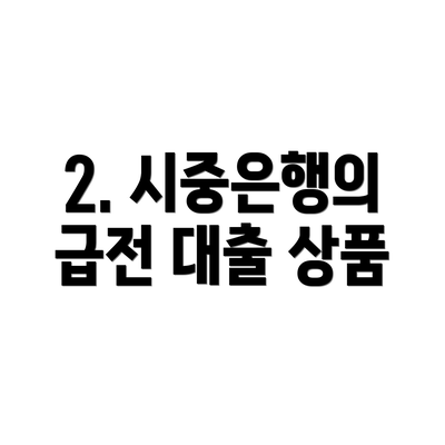 2. 시중은행의 급전 대출 상품