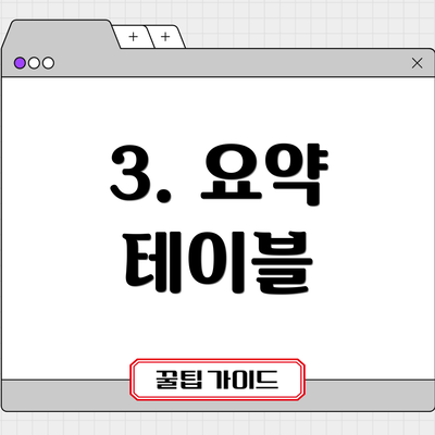 3. 요약 테이블