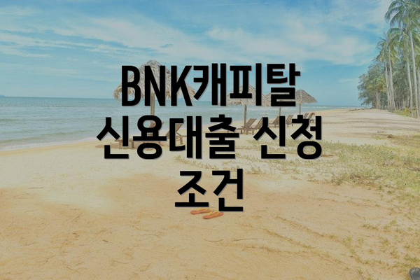 BNK캐피탈 신용대출 신청 조건