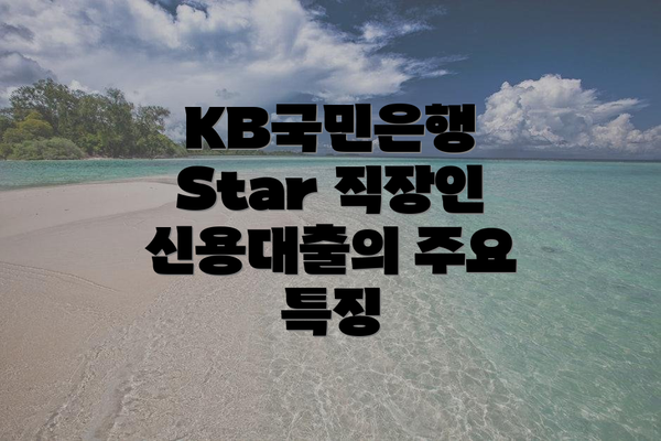 KB국민은행 Star 직장인 신용대출의 주요 특징