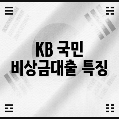 KB 국민 비상금대출 특징