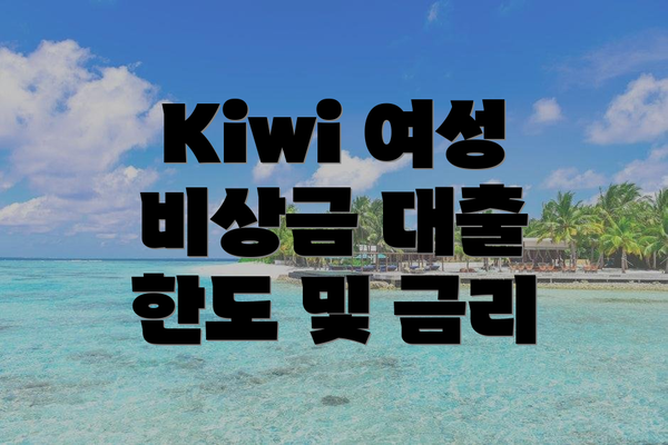 Kiwi 여성 비상금 대출 한도 및 금리
