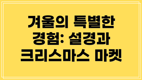 겨울의 특별한 경험: 설경과 크리스마스 마켓