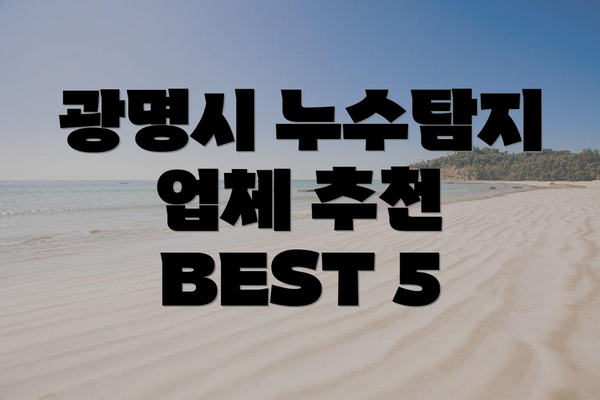 광명시 누수탐지 업체 추천 BEST 5