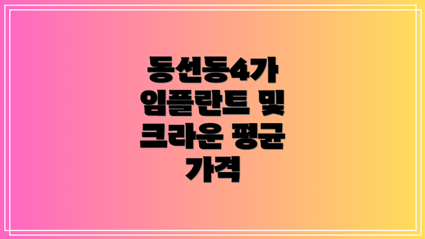 동선동4가 임플란트 및 크라운 평균 가격