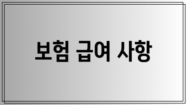 보험 급여 사항