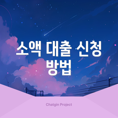 소액 대출 신청 방법
