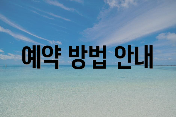 예약 방법 안내