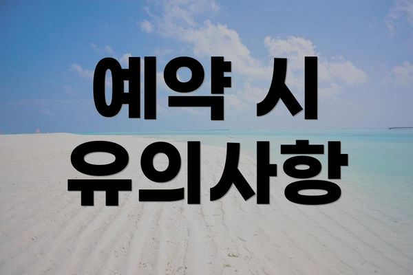 예약 시 유의사항