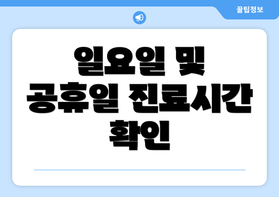 일요일 및 공휴일 진료시간 확인