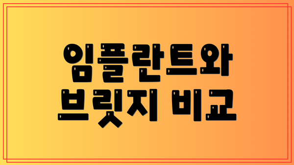 임플란트와 브릿지 비교