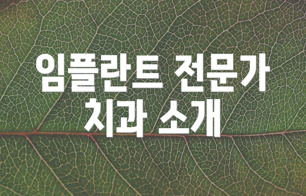 임플란트 전문가 치과 소개