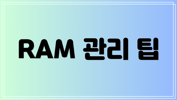 RAM 관리 팁