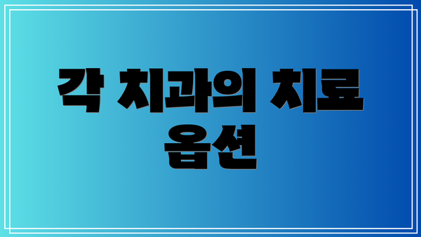 각 치과의 치료 옵션