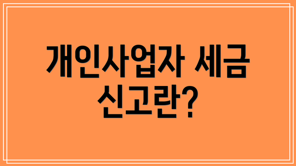 개인사업자 세금 신고란?