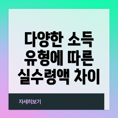 다양한 소득 유형에 따른 실수령액 차이