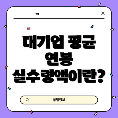 대기업 평균 연봉 실수령액이란?