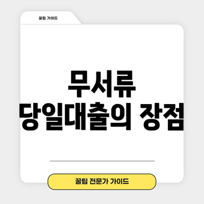 무서류 당일대출의 장점