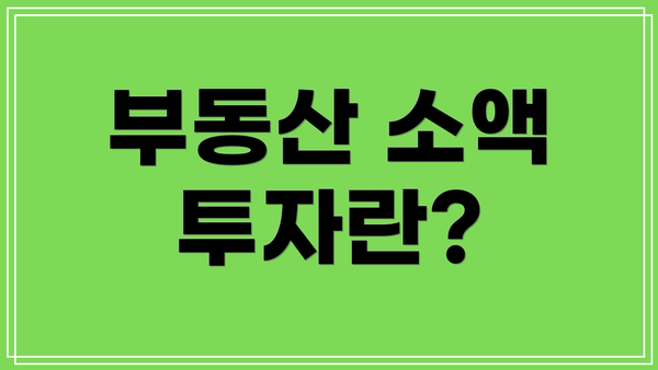 부동산 소액 투자란?