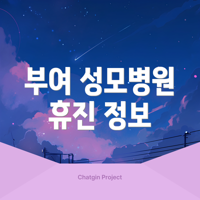 부여 성모병원 휴진 정보