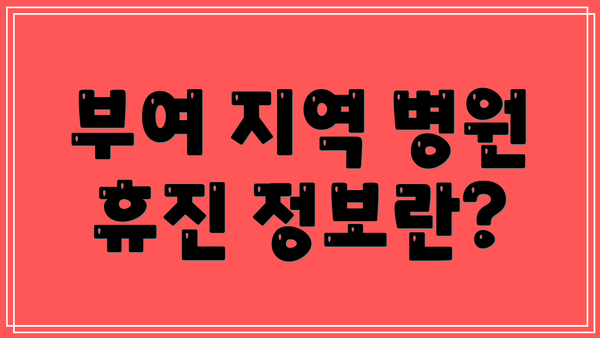 부여 지역 병원 휴진 정보란?