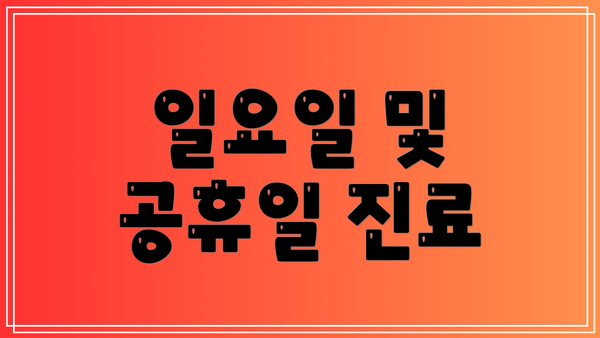 일요일 및 공휴일 진료