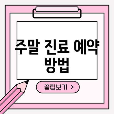 주말 진료 예약 방법