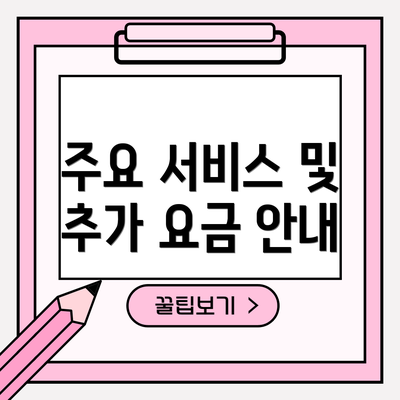 주요 서비스 및 추가 요금 안내