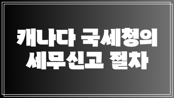 캐나다 국세청의 세무신고 절차