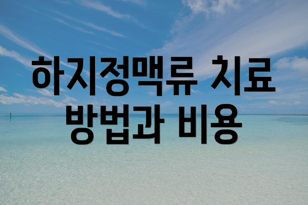 하지정맥류 치료 방법과 비용