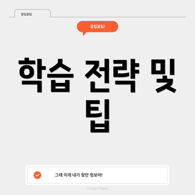 학습 전략 및 팁