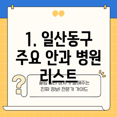 1. 일산동구 주요 안과 병원 리스트